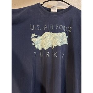 U.S. Air Force Turkey Map Graphic T-Shirt Vintage Style Made in USA Men's XL